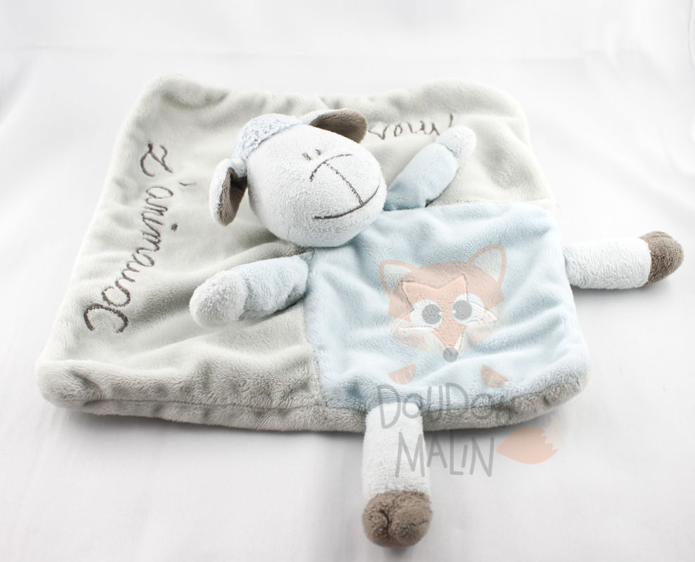  baby comforter sheep mes petits zanimaux blue grey star 